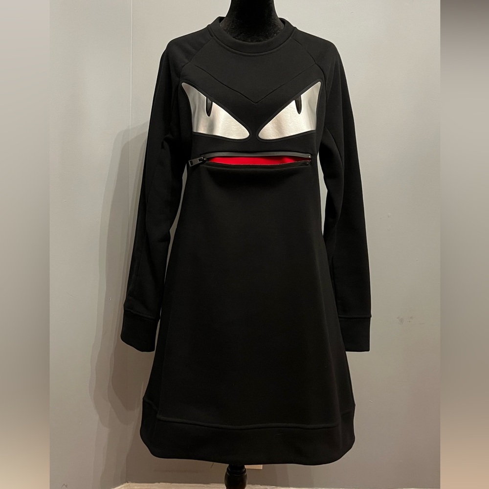 BNWT Fendi Peekaboo Monster Black Sweater Dress, sz IT42 (fits like US4/6) - Picture 2 of 10